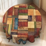 빈티지 목재 조각 폴리에스테르 테이블 클로스 기하학 패치워크 디자인 인장 엣지 가정용 주방 거실 및 식당 발코니 커피 축제 파티... 