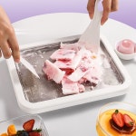 철판 아이스크림 메이커 스텐304 간식만들기 치즈 쿠키 만들기 아이스크림팬-화이트 스몰 : zealfree