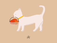 Sweet Delivery 인테리어 일러스트 액자 297x420mm, 고양이와 사과 : 마이메시룸