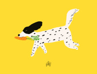 Sweet Delivery 인테리어 일러스트 액자 297x420mm, 점박이개와 당근 : 마이메시룸