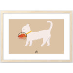Sweet Delivery 인테리어 일러스트 액자 297x420mm, 고양이와 사과 : 마이메시룸