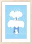 고양이 사계절 일러스트액자 A3, 297x420mm, 스카이블루 : 마이메시룸