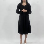 봄 가을 플레어 A라인 퍼프소매 롱 원피스 : 엘로힘-엘텍