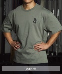 오버핏 반팔티 크로스핏 밀리터리 티셔츠 헬스 짐웨어 9.9.9 해골 클래식 카키 : KHAKI GRADO