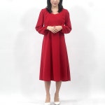 봄 가을 플레어 A라인 퍼프소매 롱 원피스 : 엘로힘-엘텍