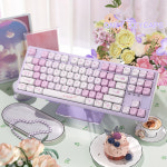 Romoral 134키 PBT 키캡 Sakura Purple MOA 프로파일 키트. 게임용 64/68/84/75/87키 GMK67 키보드용 기계식 : moonse72