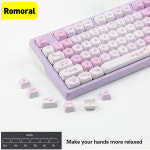 Romoral 134키 PBT 키캡 Sakura Purple MOA 프로파일 키트. 게임용 64/68/84/75/87키 GMK67 키보드용 기계식 : moonse72
