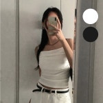 패드나시 셔링 크롭 캡내장나시 끈나시탑 이너 슬리브리스 휘핑 : 터치오브