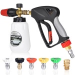 압력 세척기 건 5000 PSI, 노즐 팁 5개, 1 /4 퀵 커넥터, 1L 병, 릴리스, 산업용 등급의 TOULCY 폼 캐논 키트 : 26서초직구