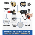 압력 세척기 건 5000 PSI, 노즐 팁 5개, 1 /4 퀵 커넥터, 1L 병, 릴리스, 산업용 등급의 TOULCY 폼 캐논 키트 : 26서초직구