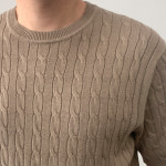 남자반팔니트 여름 케이블 라운드 반팔니트 워셔블 : 토니어스