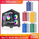 Aigo 275P PC 케이스 Sea View Room 게임용 컴퓨터 데스크탑 M-ATX ITX 마더보드 양면 강화 유리 게이머 캐비닛 : 비아제샵