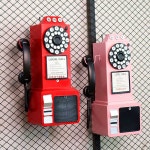 레트로 전화기 공중전화 레드 인테리어 복고 전화 소품 촬영 유럽식 빈티지 벽걸이 동전식 : 루디아픽