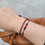 (패션염주) 경면주사(함량95%) 매듭 실팔찌 : 쁘띠메이