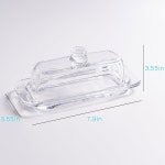 뚜껑이 있는 투명 유리 버터 접시 크리스탈 홀더 주방 용기(7.9 3.55인치) 보관 트레이 스틱 조리대용 : 윈백