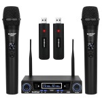 데블클로 무선 마이크 시스템 핸드헬드) 범위(2 듀얼 모임 2X10 UHF 주파수 핸드헬드 교회 홈 노래방용 프로페셔널 다이내믹 파티 262피트... 
