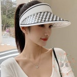 옥이드림 체크 썬캡 화이트 예쁜썬캡 : 옥이만물