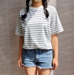 [백화점판] 캉골 반팔티 커플 학생 남성 여성 티셔츠 에센셜 스트라이프 2765 선물포장 : 코디Kim