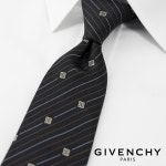 GIVENCHY 지방시 엠블럼 로고 스트라이프 타이 명품 넥타이 J5907-001 블랙 : 아비스몰