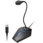 CMTECK USB 컴퓨터 마이크, PC 및 노트북용 전방향 데스크탑 마이크 플러그 앤 플레이, 360도 조절 가능한 구스넥, LED 표시등이 있는 음소거... 