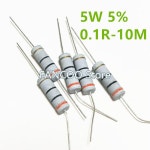 5% 탄소 필름 저항기 50 개/백 5W 1R-10M 1.2R 1.5R 1.8R 2R 2.2R 2.4R 2.7R 3R 3.3R 3.6R 3.9R 4.7R 5.1R 47 56 62 : 사사플렉스