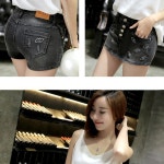 여자 청 핫팬츠 치마바지 데님 흑청 비치팬츠 3부 미니 짧은 빅사이즈 빈티지 워싱 썸머룩 : 앳홈샵