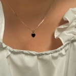 14k 18k 오닉스 하트 팬던트 반짝 체인 목걸이 : 르블링
