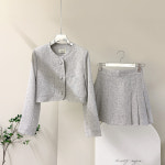 수잔클로젯 라운드 숏 자켓 플리츠 스커트 세트 어깨패드 (J1092) : 수잔클로젯