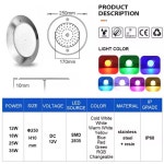 35W RGB 수중 조명 DC12V IP68 LED 수영장 12W 모바일 APP 제어 풀 파티 장식 분수 램프 : 여미린