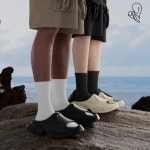 남자 관식이슬리퍼 실내화 실내 사무실 여름 발편한 통굽 학교 키높이 5cm 블랙 아이보리 : 토들맘