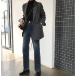 보이핏자켓 오버핏 마이 체크 블레이저 루즈핏 간절기 자켓 : 너에게단비