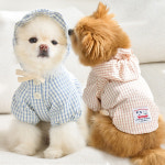 강아지 바람막이 누우띠 강아지 아노락 빈티지 체크 후드 티셔츠 봄 가을 옷 촬영 산책룩 : PICKYSHOP 피키샵