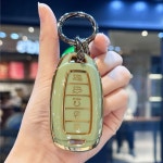 키링이 있는 소프트 TPU 자동차 열쇠 고리 커버 엘란트라 GT 산타페 2023 5 현대 액세서리 버튼 팰리세이드 Black : 리아리아컴퍼니