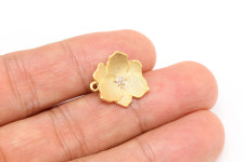 참 댕글 팔찌 목걸이 장식 H2378-무광골드 18x17.6mm 큐빅 플라워 (2개) : 쥬얼핑거