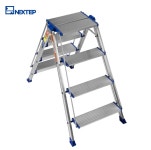 넥스텝 초광폭 사다리 4단 A형 알루미늄 사다리 슬림형 와이드 발판 초광폭 작업하중 100kg : 행운공구