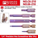 PB SWISS 1/4 정밀 육각 드라이버 비트 육각 소켓 나 1Pcs 자기 컬러 비트 NO.C6-210 | E6-210 : 팔팔플렉스