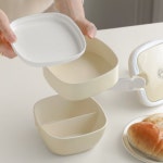 국산 도시락통 소풍도시락 피크닉도시락 김밥도시락 런치박스 아이보리 2단 : 흔한음표