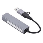 ATP-알루미늄 기가비트 네트워크 카드 1000Mbps 3 포트 3.0 허브 2 in 1 케이블 USB C-RJ45 드라이버리스 네트워크 카드 : 일일플렉스