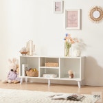 우아몰 H6561 4칸 오픈 거실장 1140 화이트 수납장 티비대 TV장 TV다이 : 우아한스토어