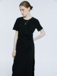 [3차][뮤제]MUSEE_VICTORIA Draped Layered Wrap Detail Dress_Black : MUSEE