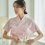  생활한복 파스텔 분홍 반팔 블라우스저고리 : 생활한복 실과바늘
