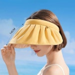 여성용 홀로우 탑 선햇 해변 대형 챙 선셰이드 야외 모자 : Pink rabbit