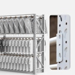 대형 행거 의류 창고 공장 옷걸이 랙 세탁소 선반 조립식 화이트 3단 150x40x200cm (하중150KG) : 로유 스토어