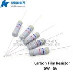 10Pcs 탄소 필름 저항기 5W 5% 1Ohm-910KOhm 10 30 43 100 300 510 옴 1K 10K 100K 1M 색깔 반지 저항 1R 10R 100R : 사십팔플렉스