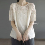 중년여성 입체 레이스 숄더 자수 블라우스 50대 엄마옷 마담 : 마마제이 여성의류