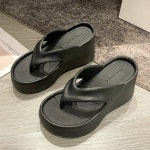 [G2980] 키높이 통굽 슬리퍼 여성 쪼리 pvc 웨지샌들 슬리퍼 : 새로이클라쓰