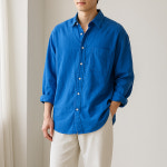 남자 빅 오버 사이즈 오버핏 와이 셔츠 남방 블루, FREE(One size) : 제네라 ZENELA