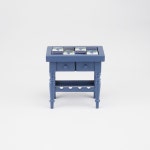 Blue Kitchen Wine Table with Bottle Rack and Porcelain Tiles : 키라미니