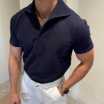 더맨리 머슬핏 이탈리안 칼라 반팔티셔츠 : 더맨리