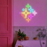 스파클 네온 사인 다채로운 및 별 벽 아트 홈 장식, 보육원 스타 어린이 게임방 반짝이 : 그리다컴퍼니